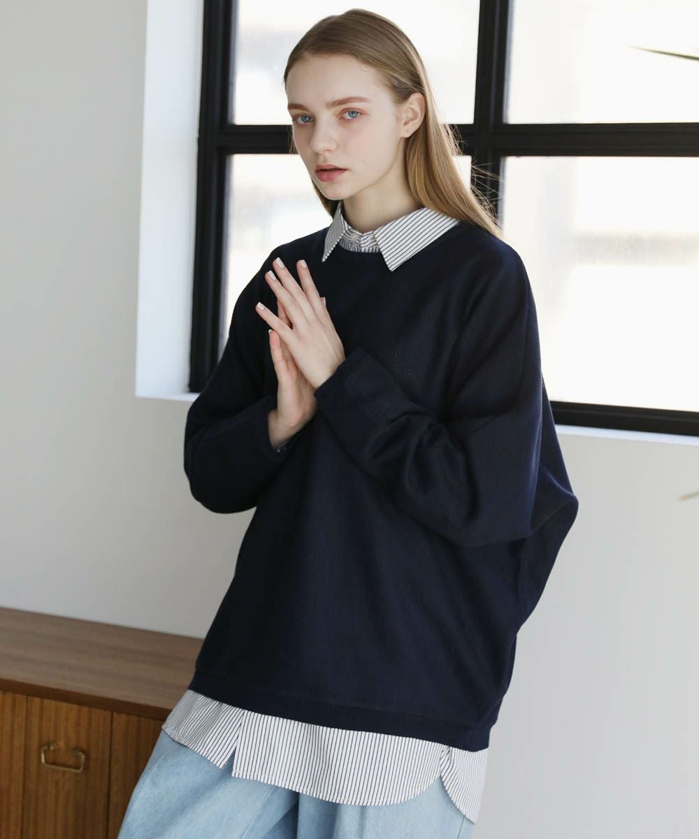【新品未使用】　FALL 12Gクルーネックニット 再入荷】FOXコンフォートクルーネックニット(FREE LIGHT GREY