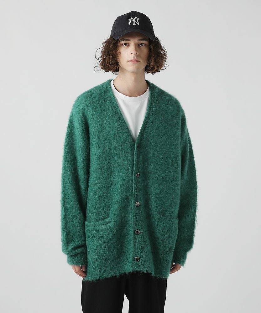 PERVERZE 緑 モヘアカーディガン 中古・古着通販】PERVERZE (パーバーズ) Stripe Mohair Wide Cardigan
