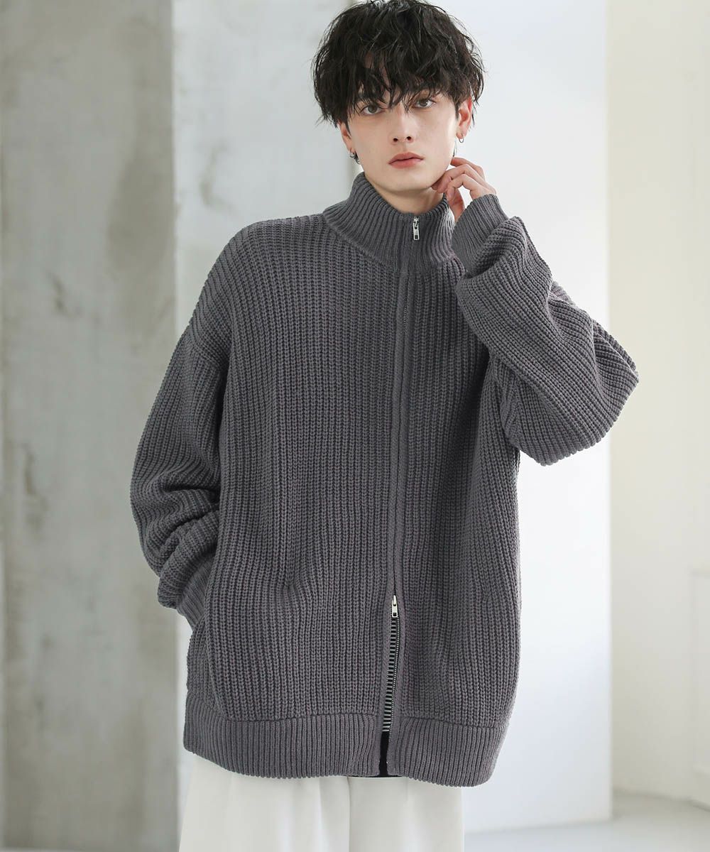 ニット　アウター Camphor wood セーター ニット brushed check drivers knit jacket