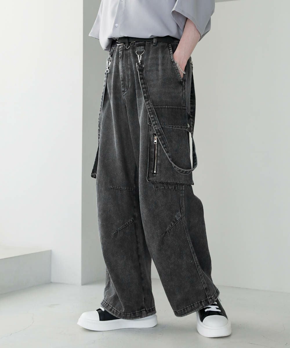 メタルジップサスペンダーオーバードレープデニムパンツ10oz | ASTRONOMY