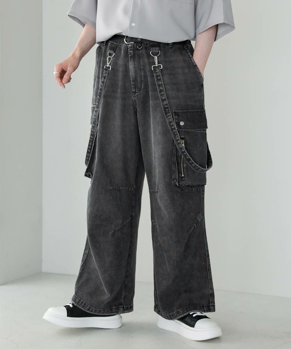 メタルジップサスペンダーオーバードレープデニムパンツ10oz | ASTRONOMY