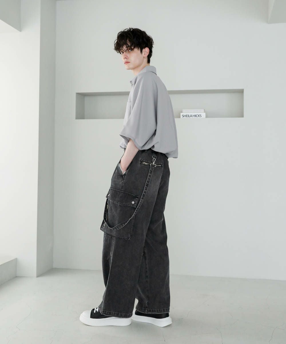メタルジップサスペンダーオーバードレープデニムパンツ10oz | ASTRONOMY