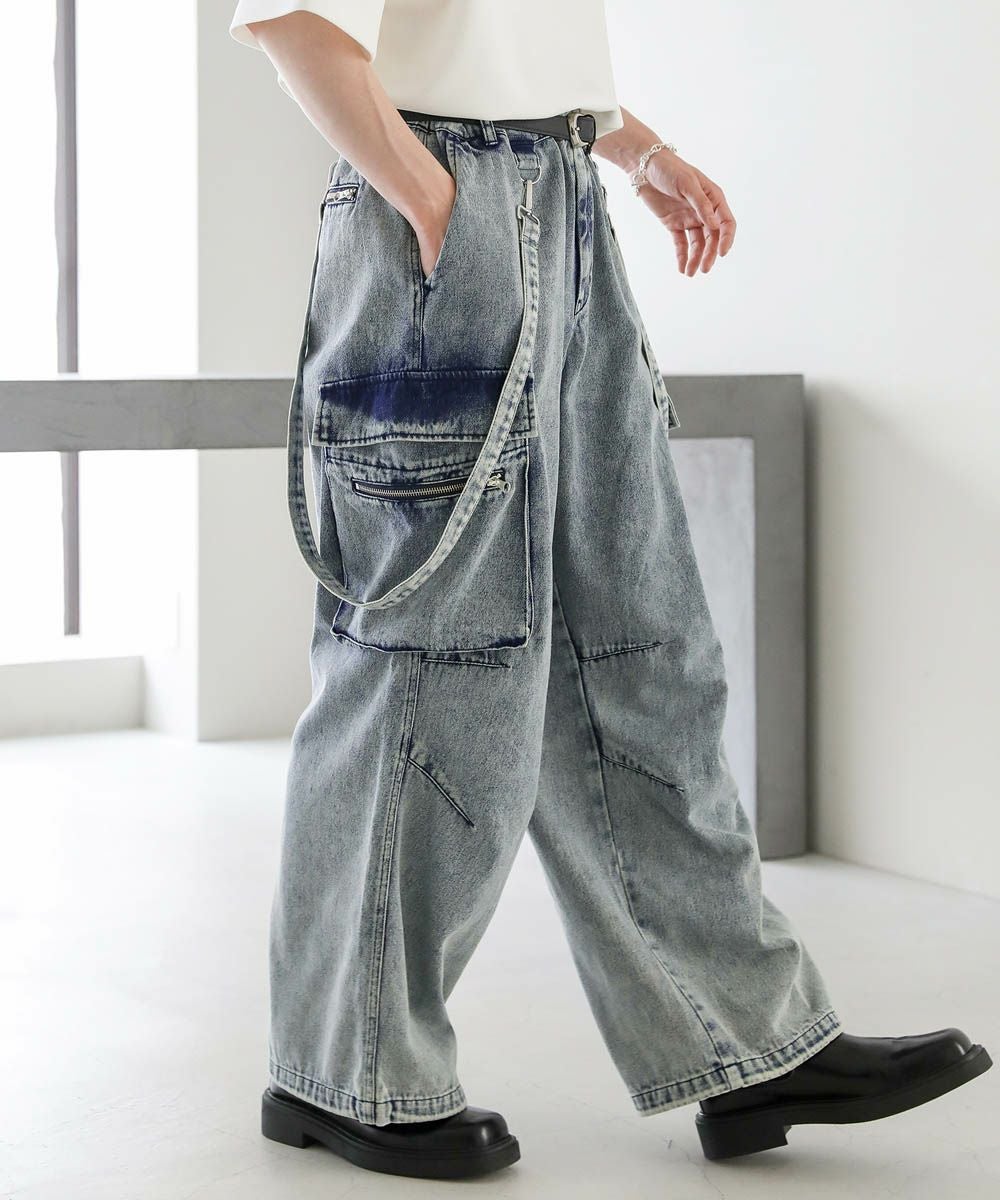 メタルジップサスペンダーオーバードレープデニムパンツ10oz | ASTRONOMY