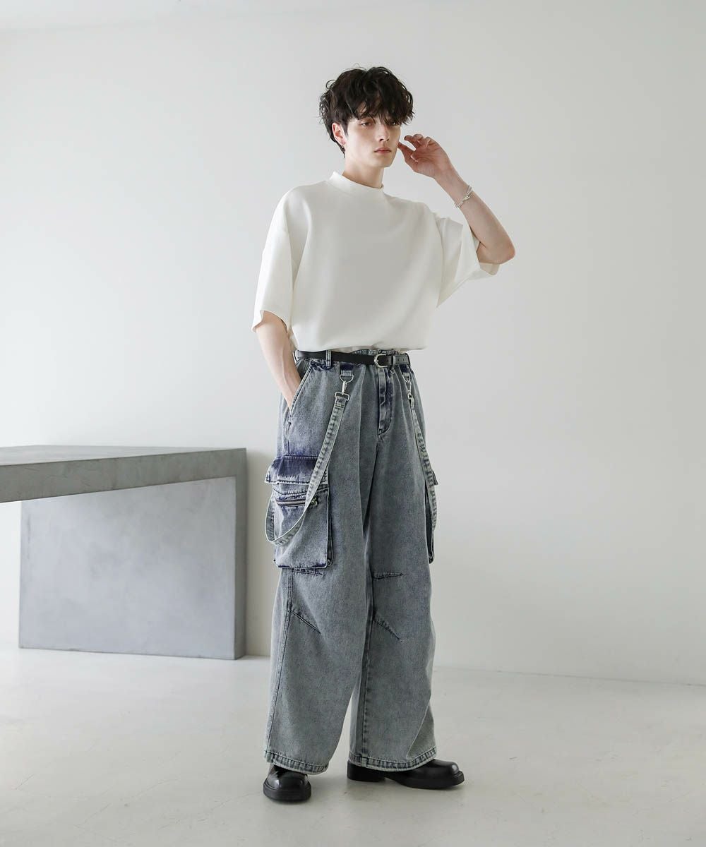 メタルジップサスペンダーオーバードレープデニムパンツ10oz | ASTRONOMY