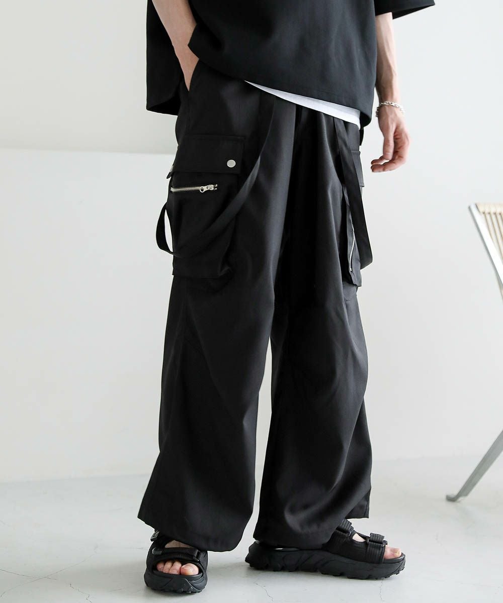 デニムオーバーサスペンダーパンツ メタルジップサスペンダーオーバードレープデニムパンツ10oz | ASTRONOMY