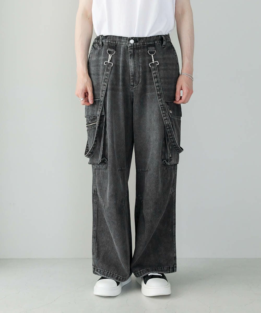 メタルジップサスペンダーオーバードレープデニムパンツ10oz | ASTRONOMY