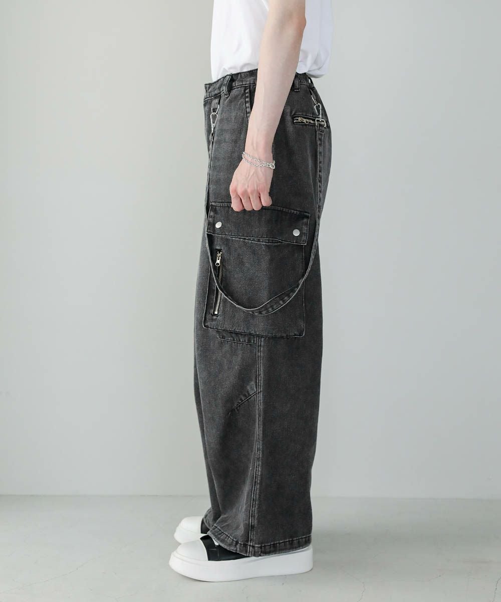 メタルジップサスペンダーオーバードレープデニムパンツ10oz | ASTRONOMY