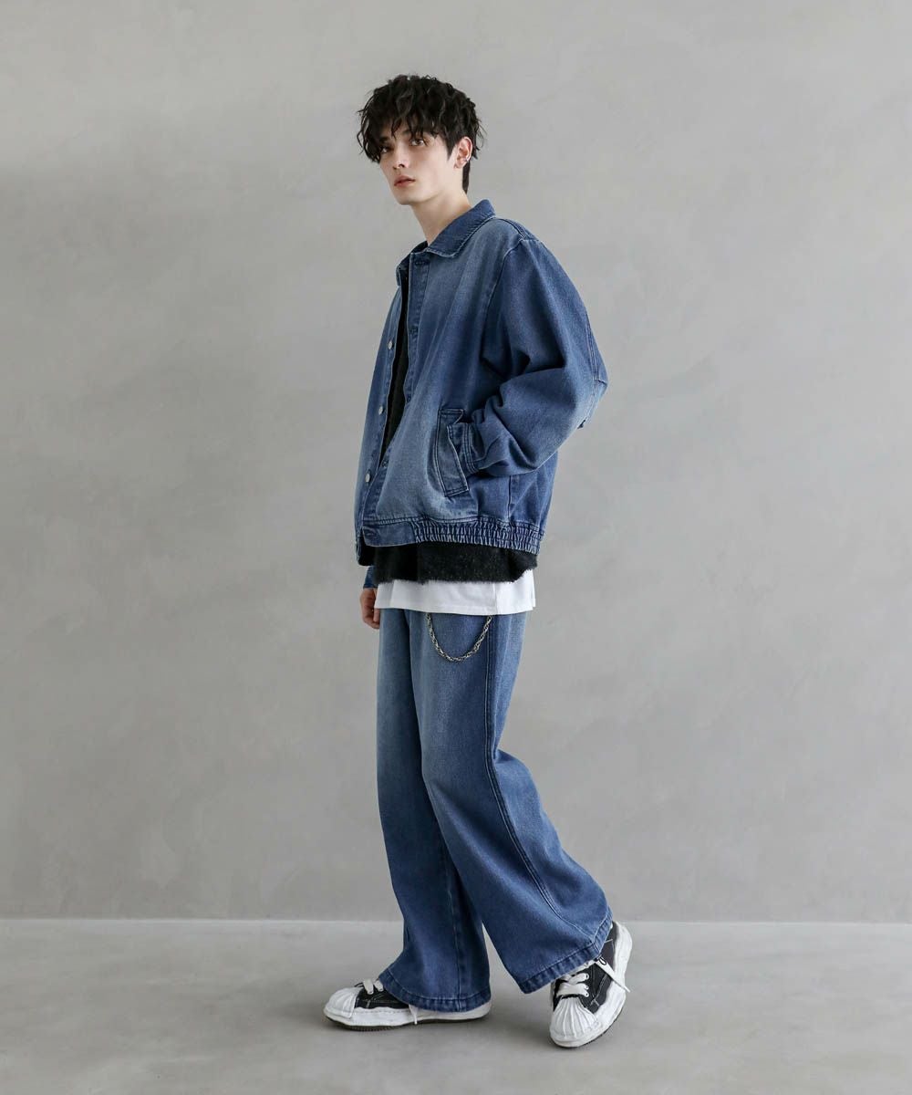 セットアップ 2点セット】ショートデニムブルゾン+ワイドバギー