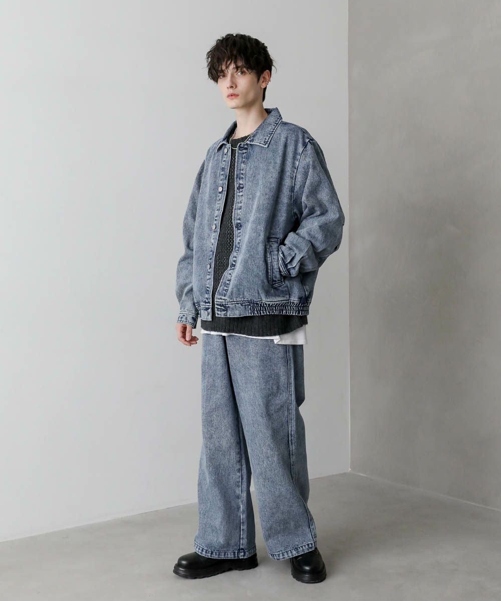 セットアップ 2点セット】ショートデニムブルゾン+ワイドバギー