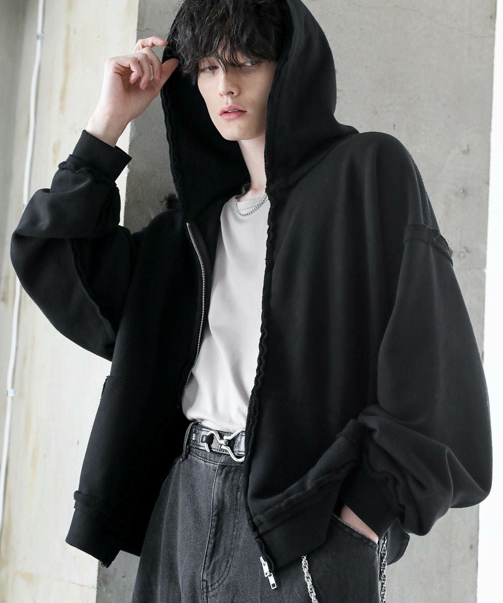 JARMY フード付きパーカー XS 黒 cammie パーカー ジップトリミングフードロングジャケット レディース