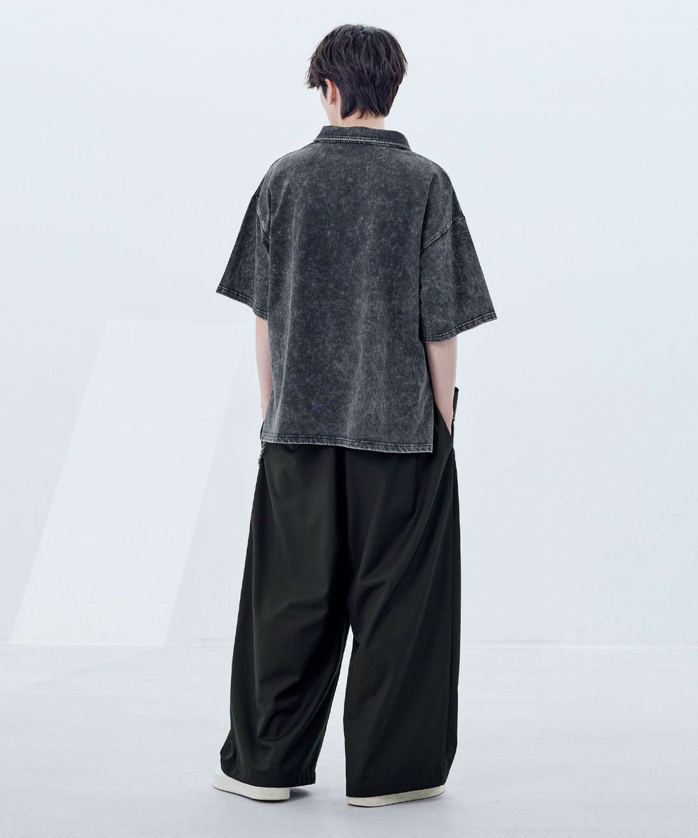 ビッグシルエットハーフジップTシャツ 総柄ジャガード/綿100天竺
