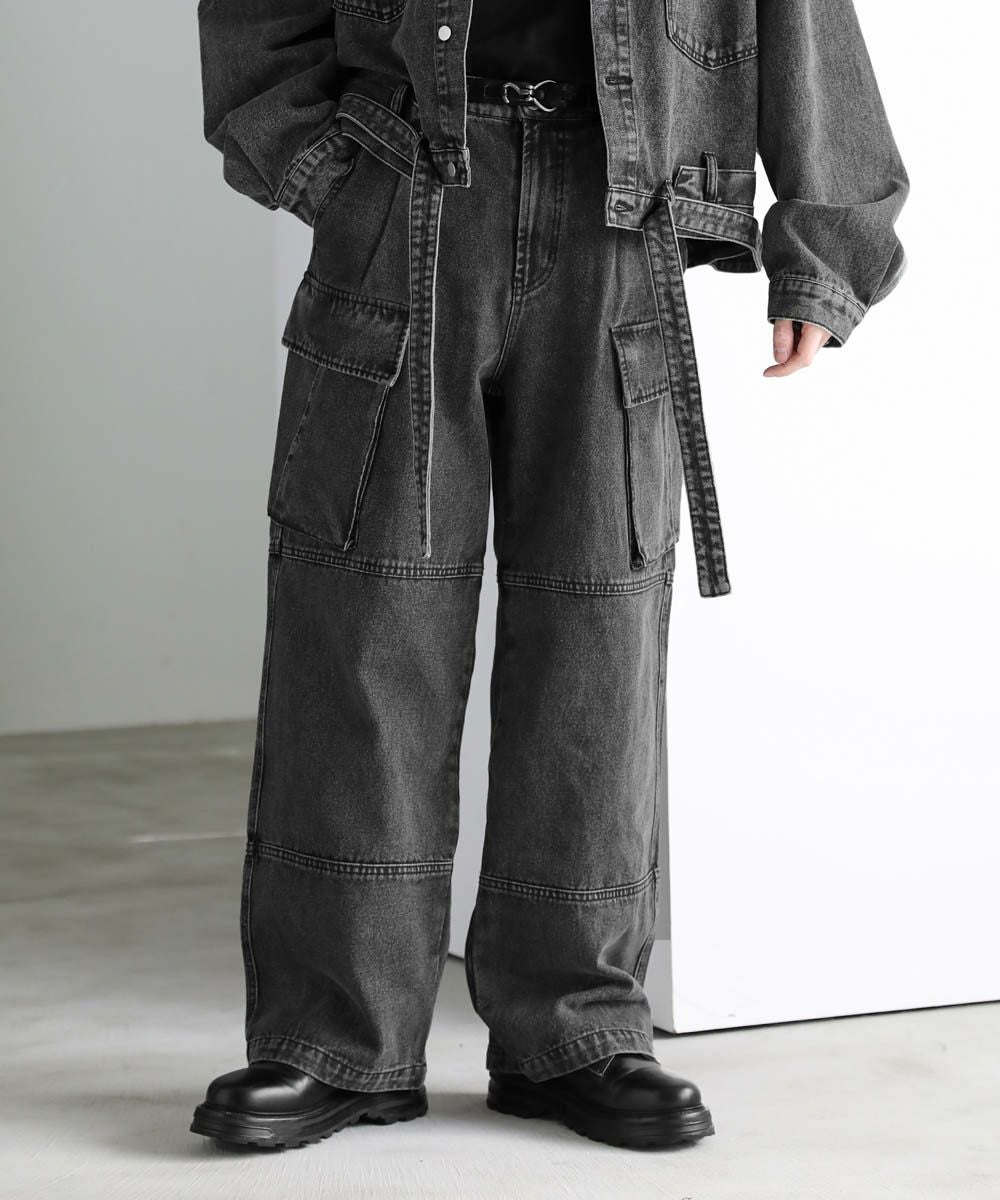 00s アーカイブ cloak シューカット デニム グルカパンツ USA製 セットアップ可能】ウォッシュ加工カーゴデニムパンツ | ASTRONOMY