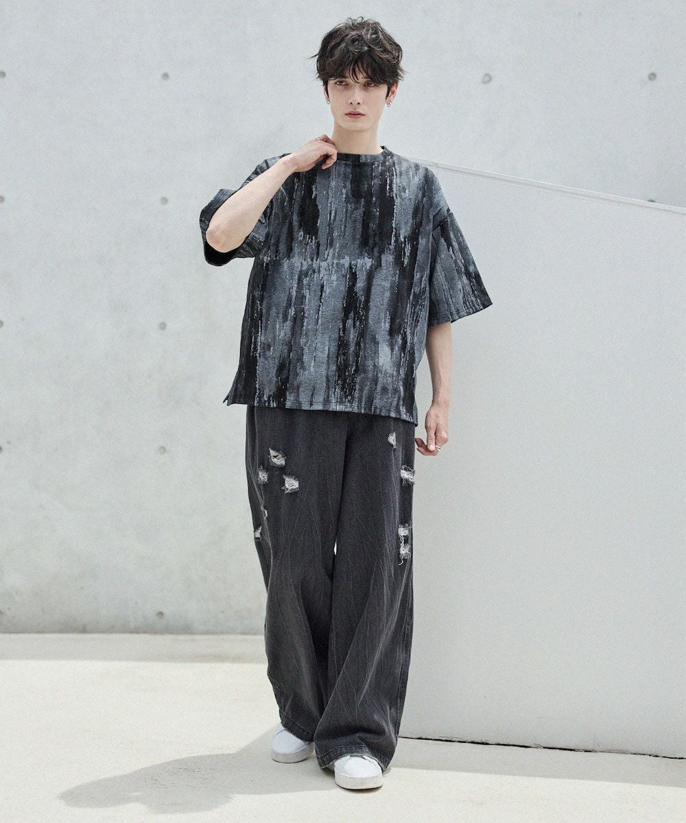 ビンテージ加工グラフィックTシャツ グラデーション/総柄 | ASTRONOMY