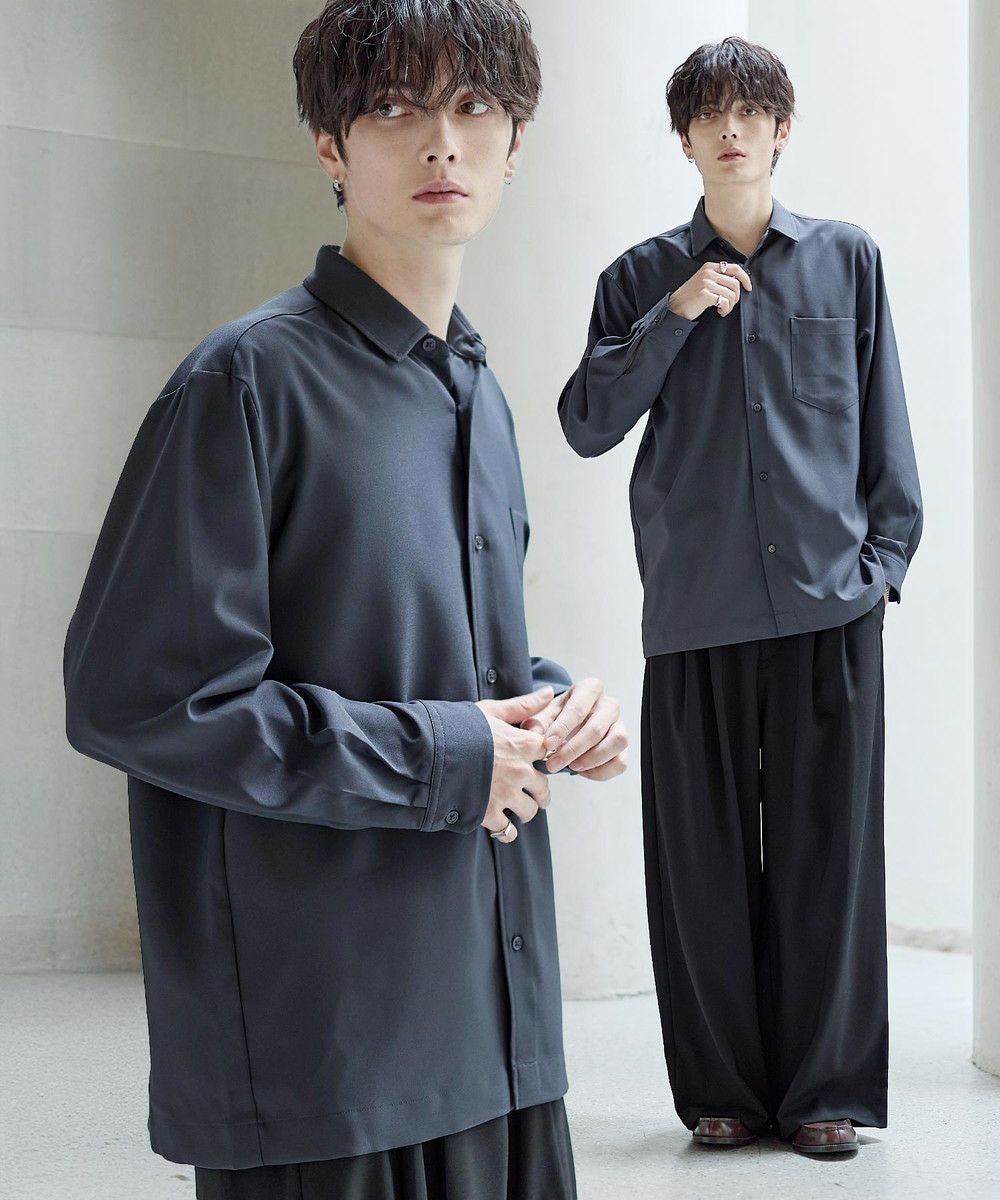 ヒスミニ　テディ　長袖シャツ　ズボンセット セットアップ 3点セット】防シワリラクシングワイドシャツ+天竺Tシャツ