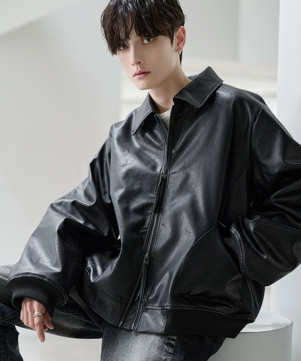 激レア 80s PASHU シンホソカワ 短丈 ウール ボンバーブルゾン 黒 M WYM LIDNM ブルゾン アウター WOOL BLEND SHAGGY SHORT BLOUSON メンズ