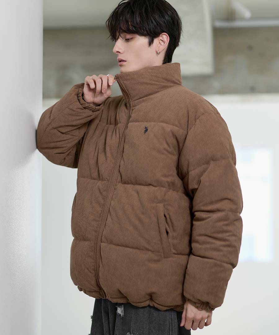 新品【U.S. POLO ASSN. 】ブルゾン　コーデュロイ ブラウン 短丈 U.S.POLO ASSN. ハイネックボリューム中綿スタンドネックブルゾン