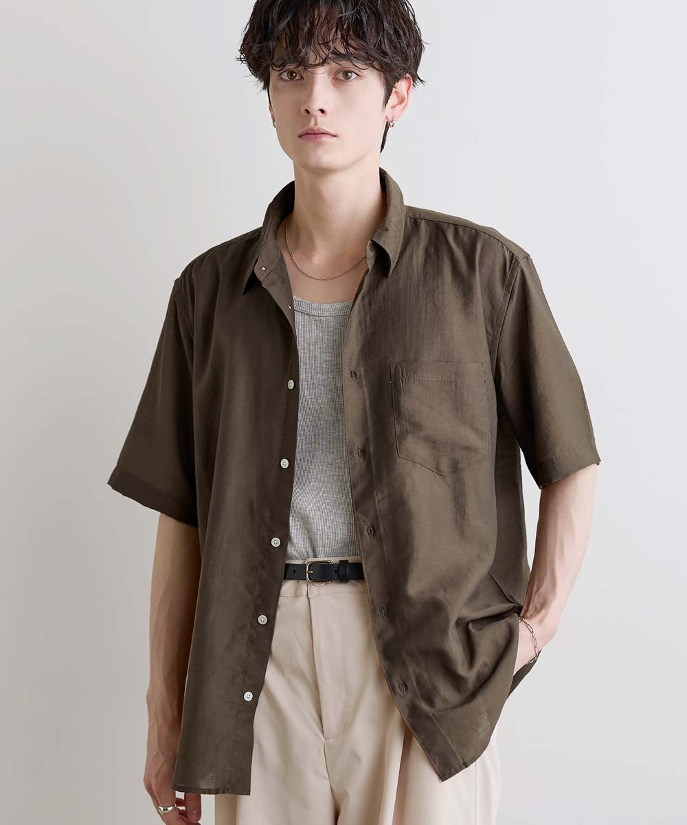 Buyer's Select /【接触冷感】リネン混半袖レギュラーカラーシャツ
