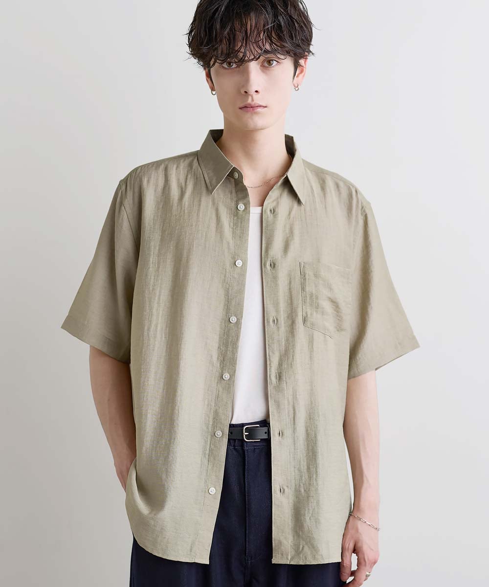 Buyer's Select /【接触冷感】リネン混半袖レギュラーカラーシャツ