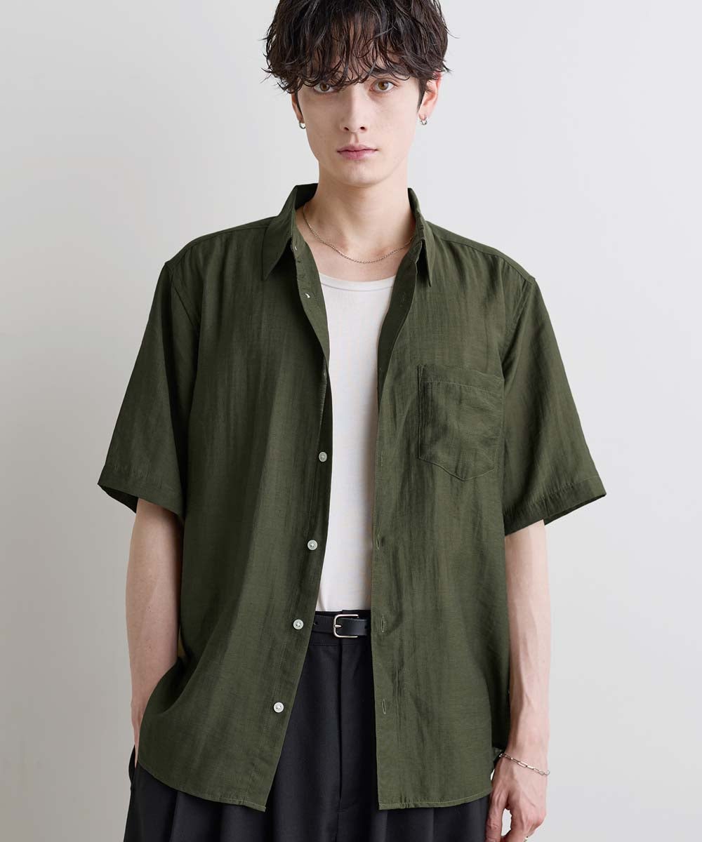 Buyer's Select /【接触冷感】リネン混半袖レギュラーカラーシャツ