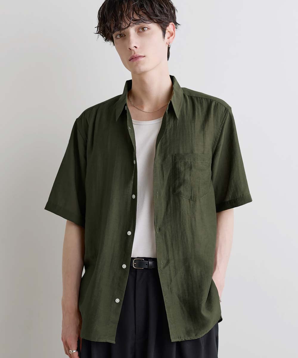 Buyer's Select /【接触冷感】リネン混半袖レギュラーカラーシャツ