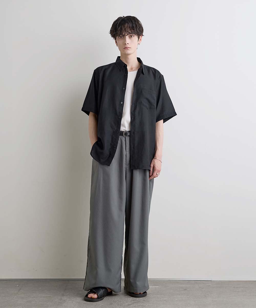 マダムシャツ リネン混 Buyer's Select /【接触冷感】リネン混半袖レギュラーカラーシャツ