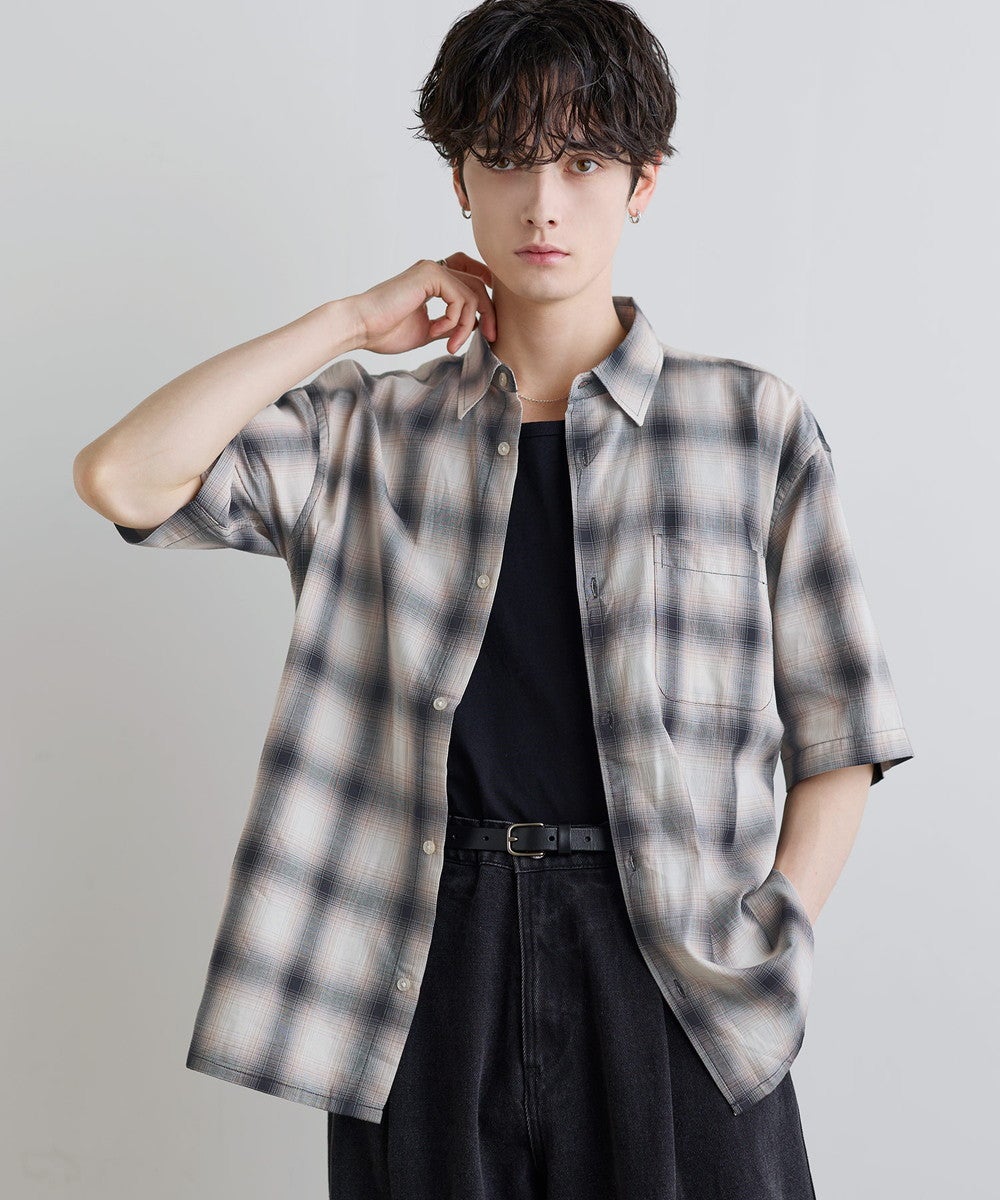 Buyer's Select/パナマドビー オンブレ/ギンガムチェック 半袖シャツ