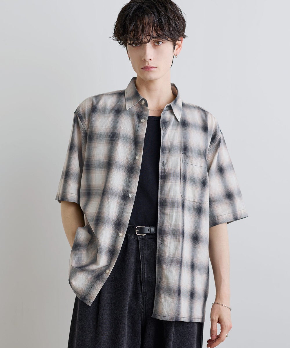 Buyer's Select/パナマドビー オンブレ/ギンガムチェック 半袖シャツ