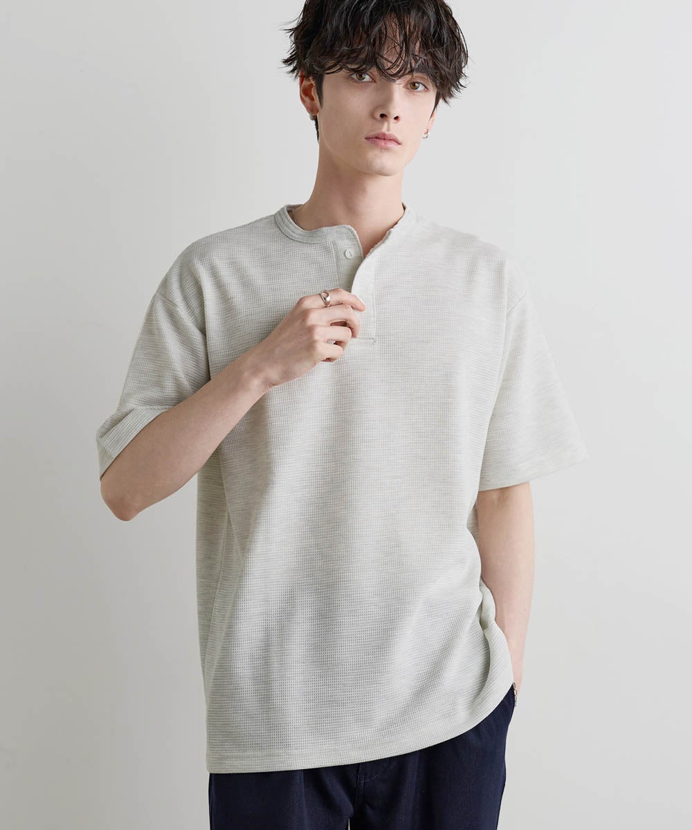 吸水速乾】ドライワッフルヘンリーネック半袖Tシャツ | ASTRONOMY