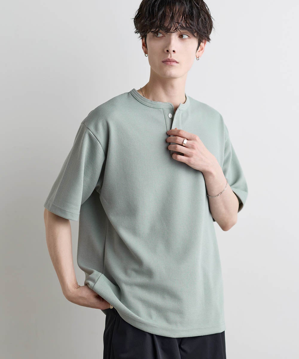 吸水速乾】ドライワッフルヘンリーネック半袖Tシャツ | ASTRONOMY