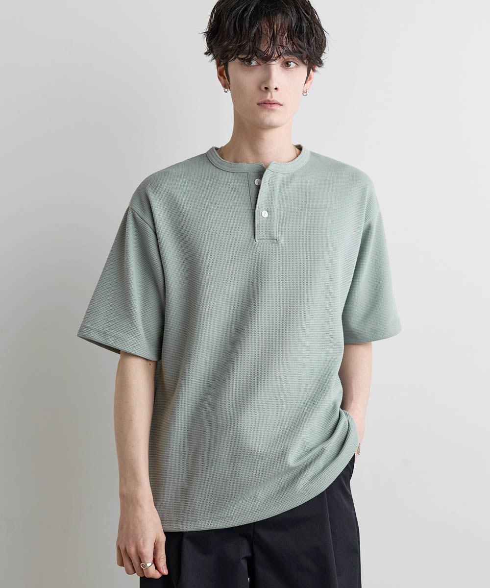 吸水速乾】ドライワッフルヘンリーネック半袖Tシャツ | ASTRONOMY