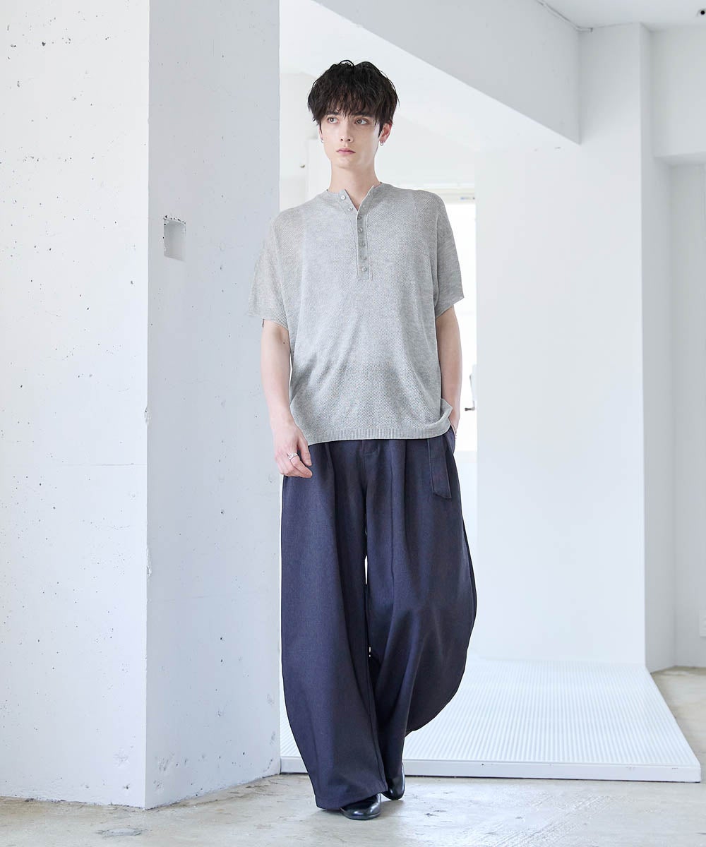 HENLEY SHEER SHORT-SLEEVE POLO KNIT | ASTRONOMY