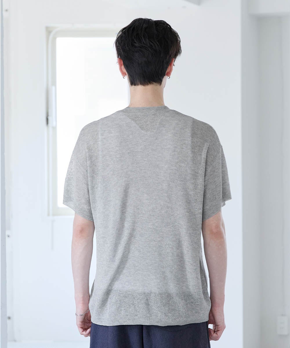 HENLEY SHEER SHORT-SLEEVE POLO KNIT | ASTRONOMY