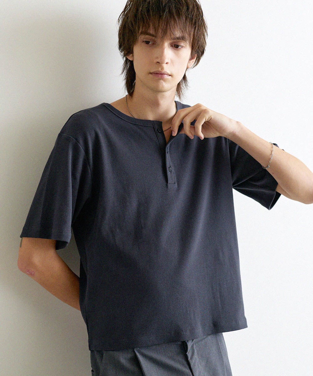 リブ編みヘンリー半袖Tシャツ | ASTRONOMY
