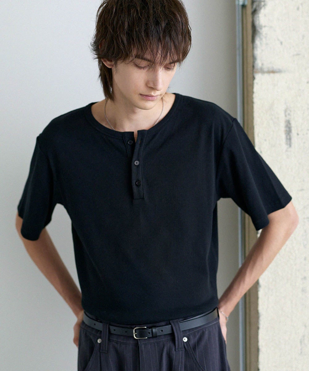 リブ編みヘンリー半袖Tシャツ | ASTRONOMY
