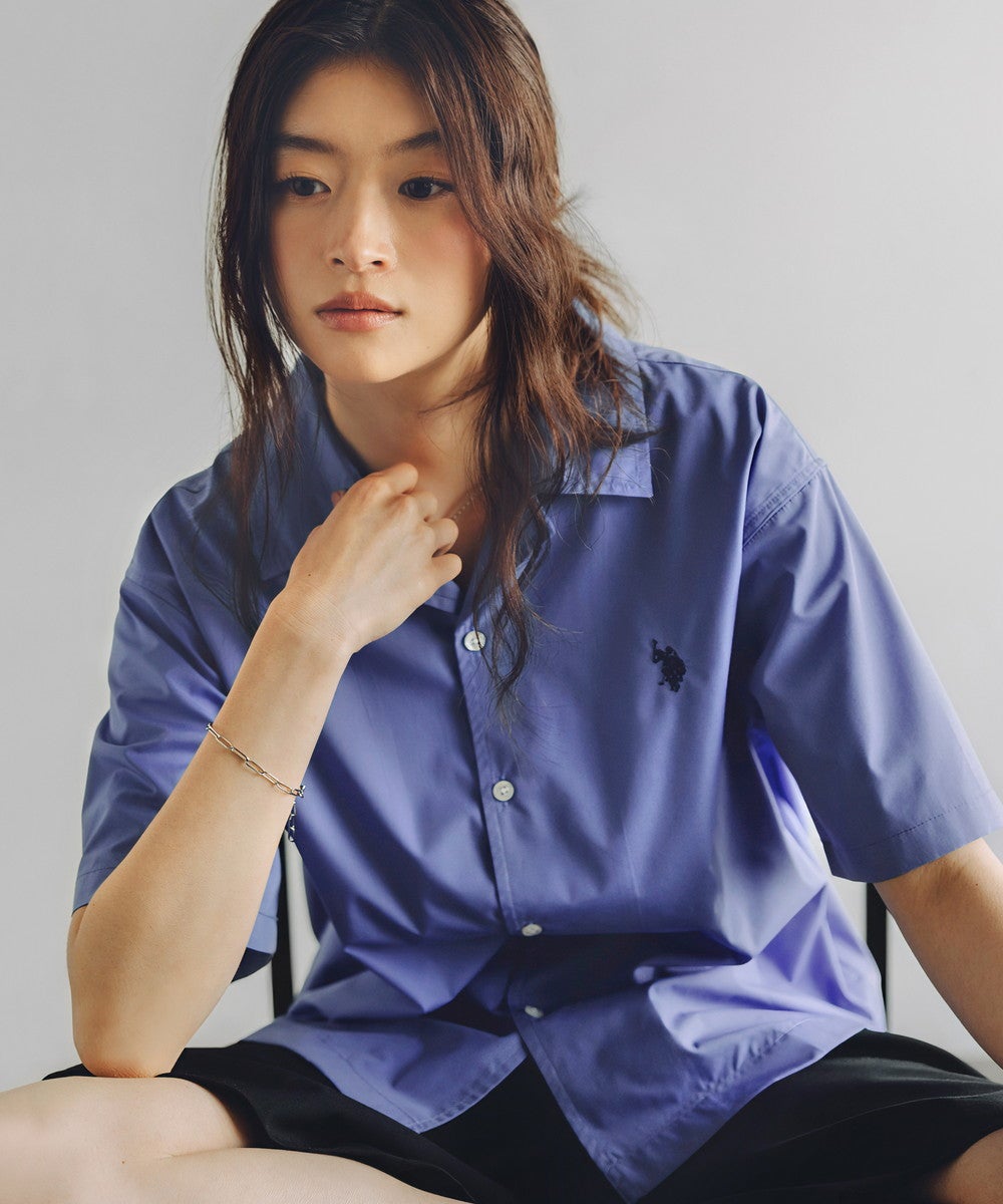 U.S. POLO ASSN別注 ワンポイント刺繍ブロードオープンカラーシャツ