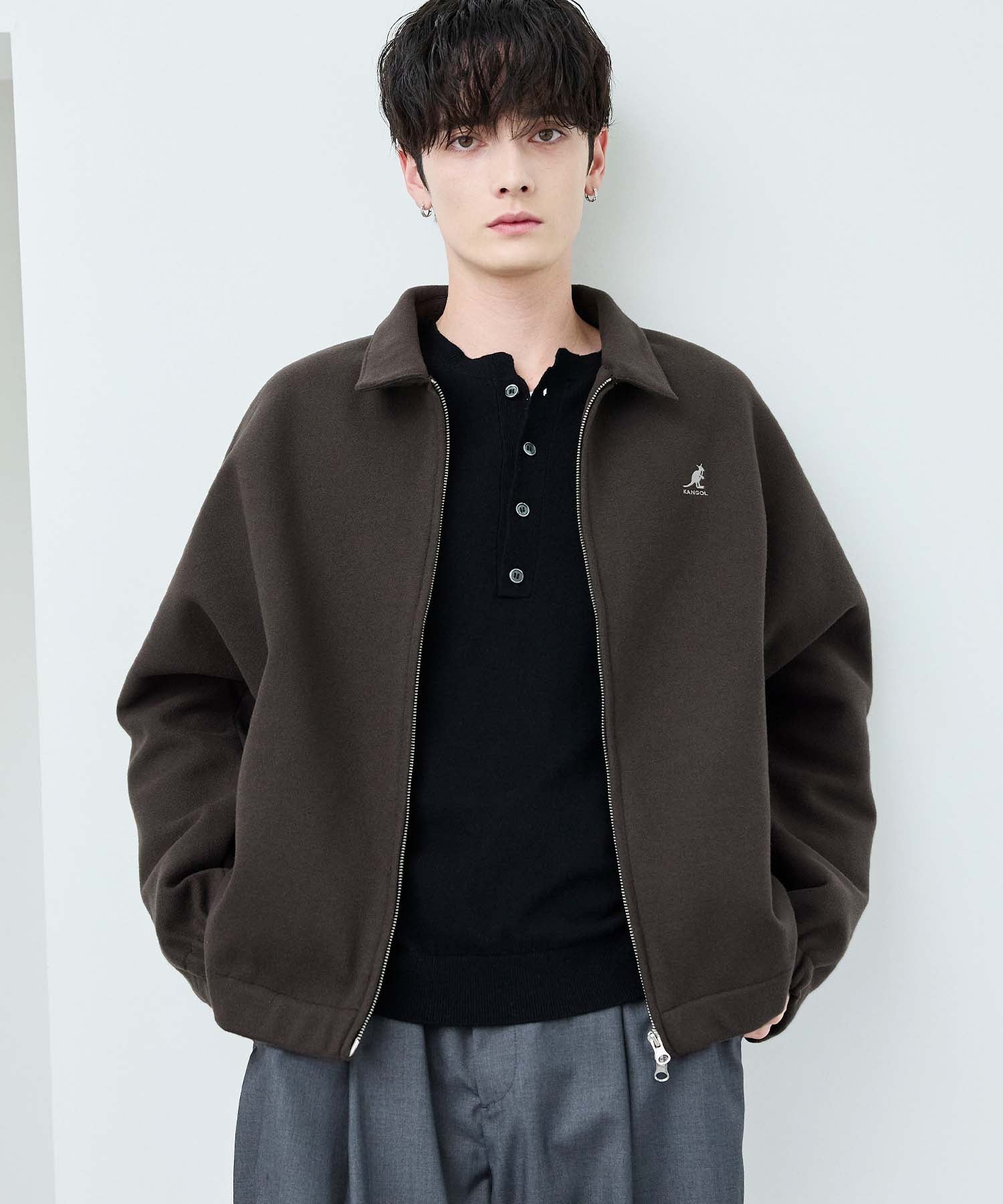 美品　SafariLounge掲載　APOLIS ウール混紡ジャケット Sサイズ メルトンジップアップブルゾン | ASTRONOMY
