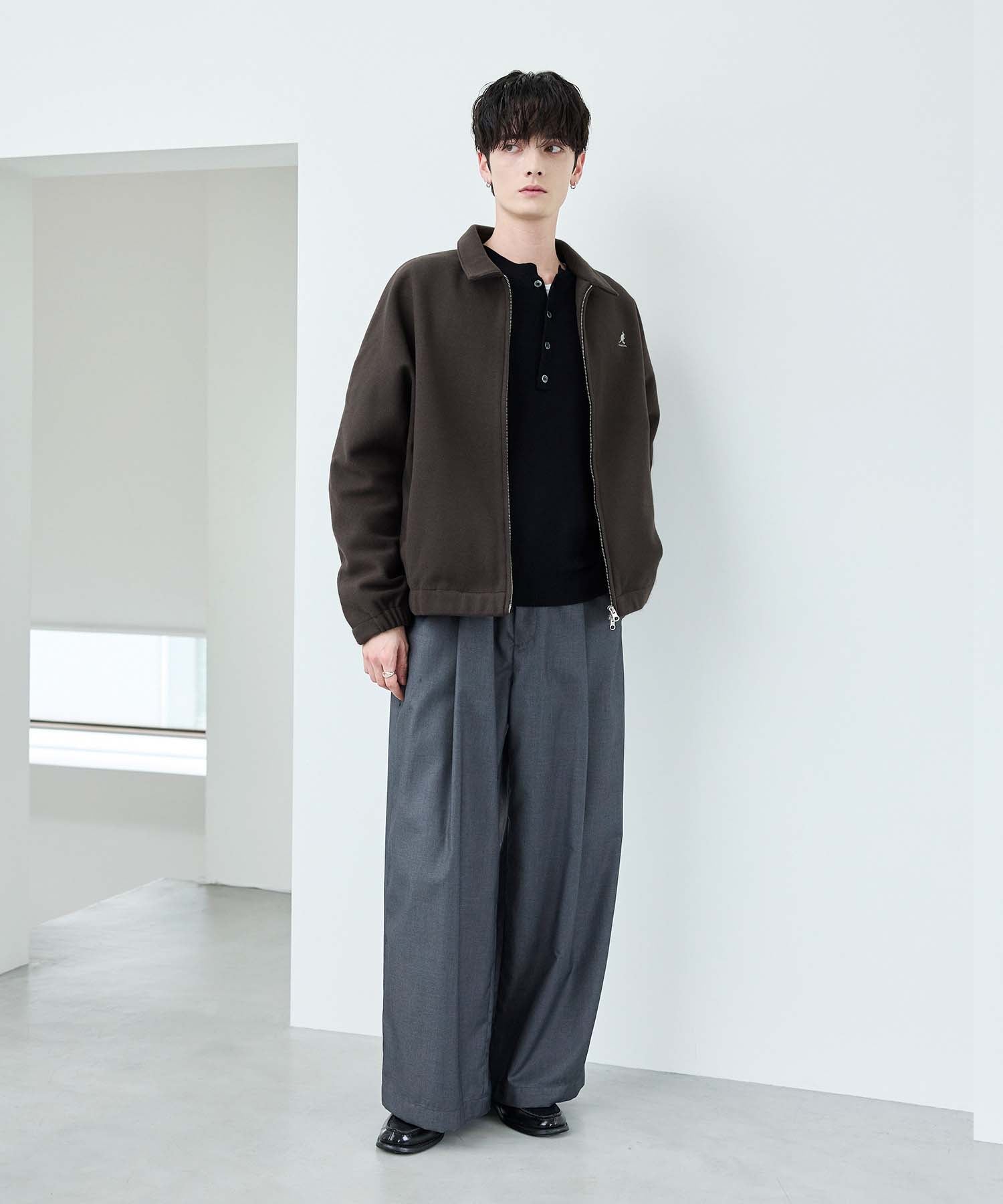 美品　SafariLounge掲載　APOLIS ウール混紡ジャケット Sサイズ メルトンジップアップブルゾン | ASTRONOMY